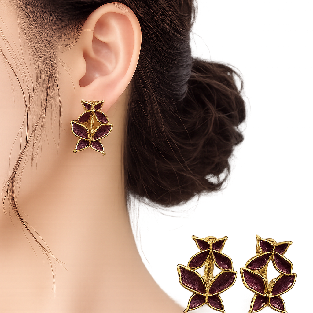 Purple Butterfly Enamel Stud Earrings