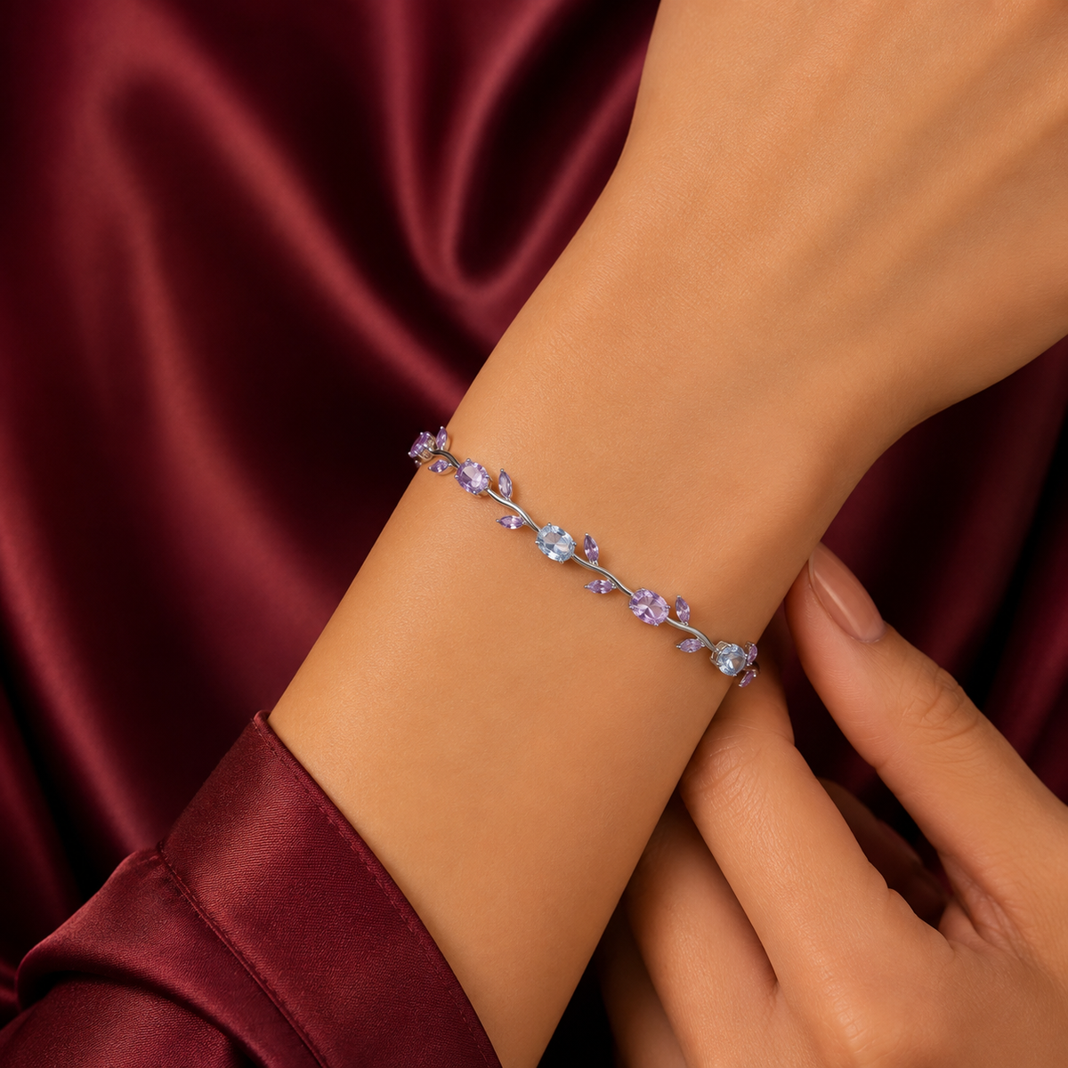 Tulip Vine Lavender Crystal Bracelet