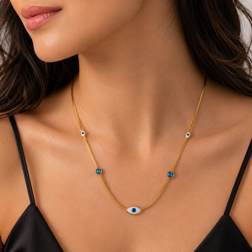 Blue Evil Eye Charm Necklace