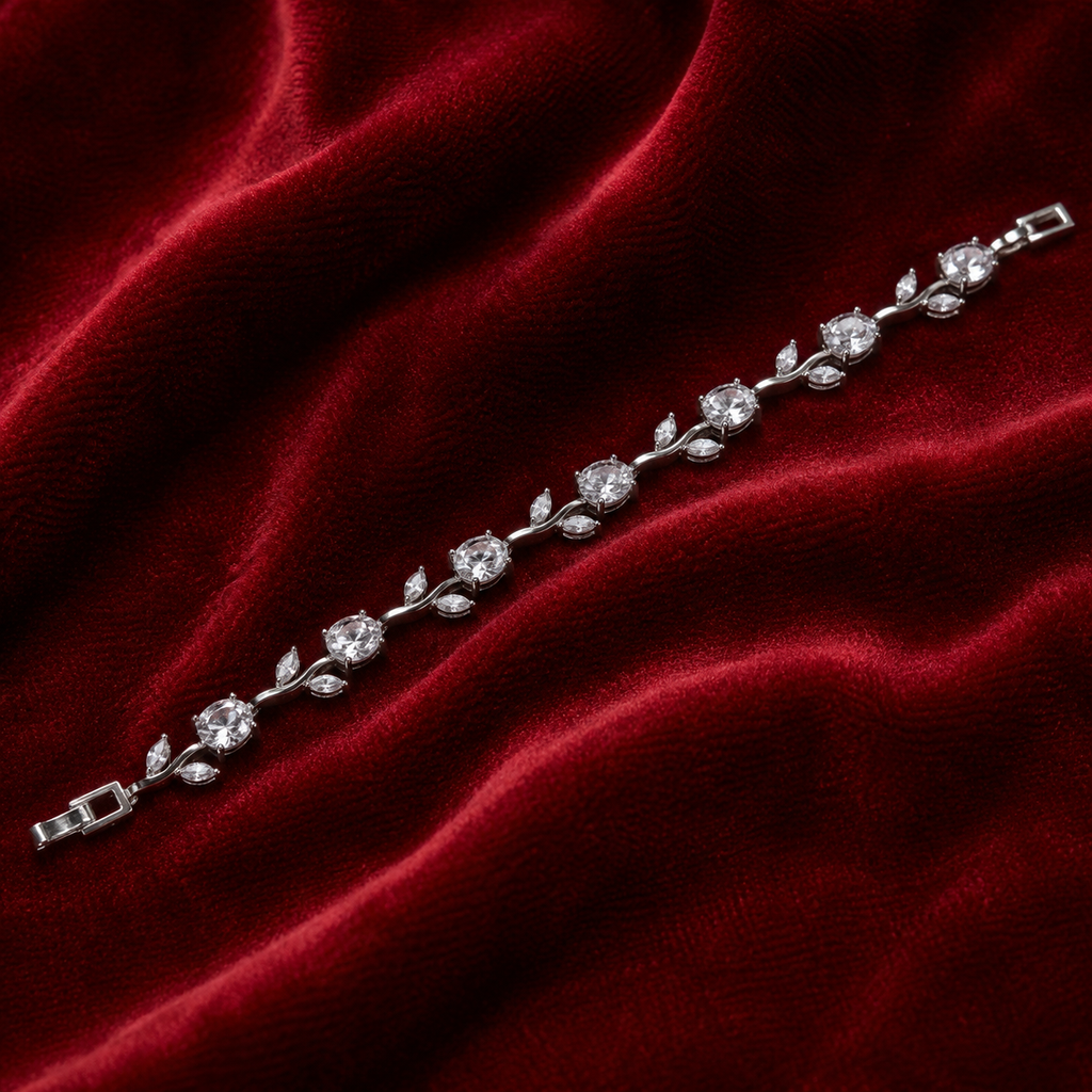 Tulip Silver Crystal Bracelet