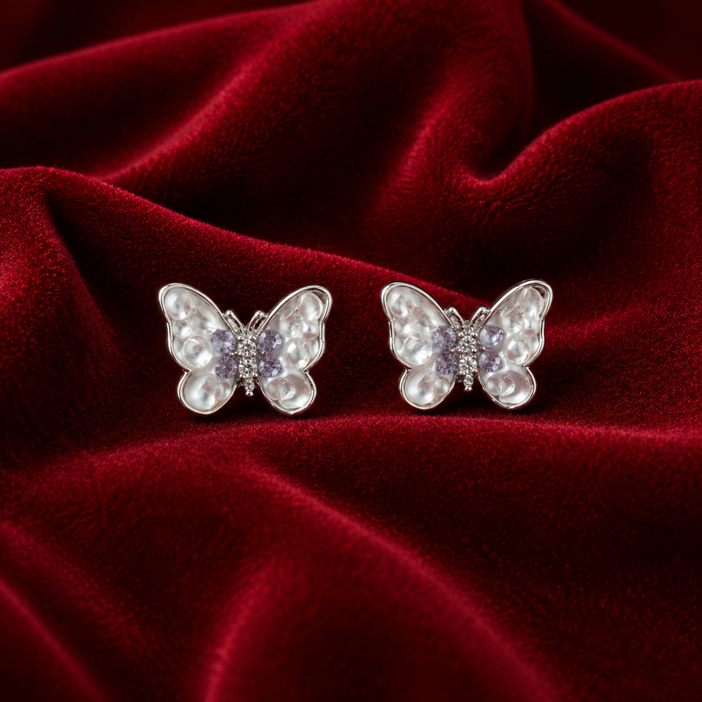Pearl Butterfly Stud Earrings