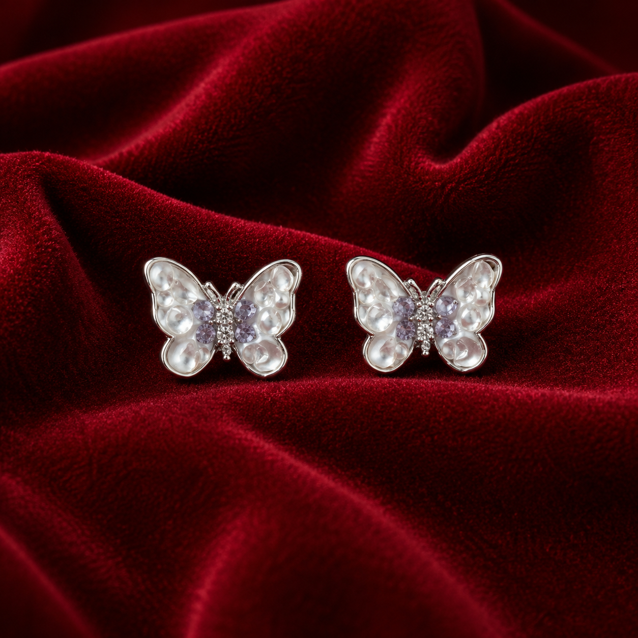 Pearl Butterfly Stud Earrings