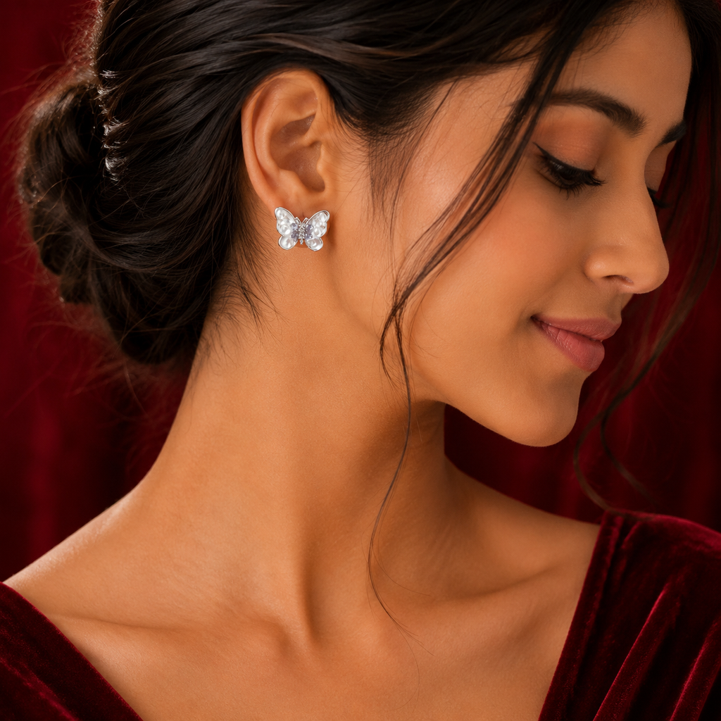 Pearl Butterfly Stud Earrings