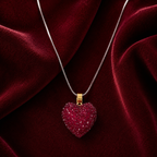 Ruby Heart Crystal Pendant Necklace