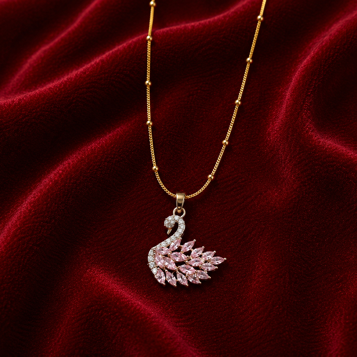 Elegant Crystal Swan Pendant Necklace