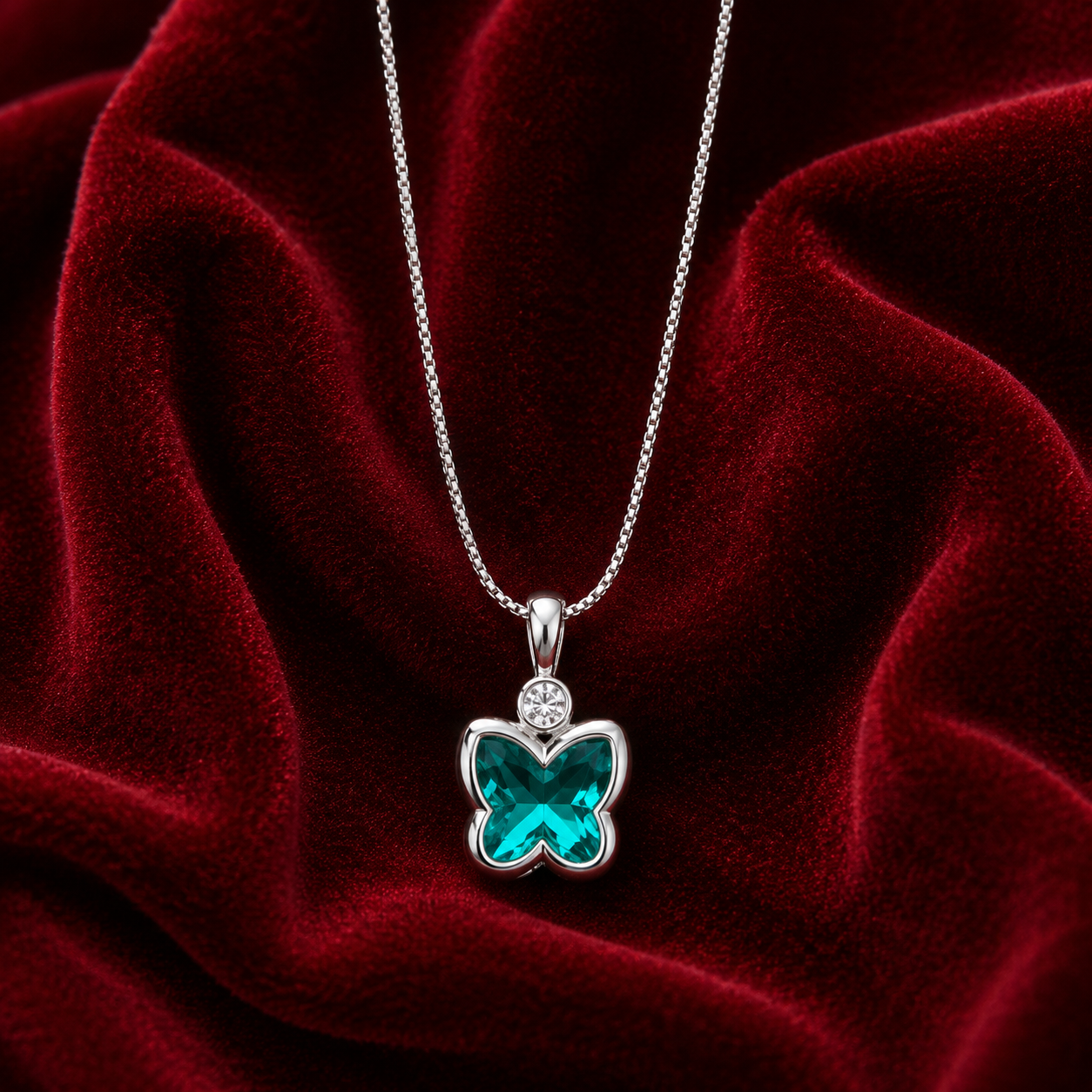 Emerald Butterfly Crystal Pendant Necklace