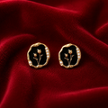 Midnight Bloom Pearl Stud Earrings