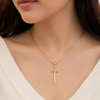 Gold-Tone Sword Pendant Necklace for Women | Anti-Tarnish Stainless Steel Chain