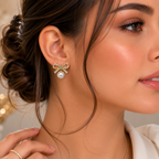 Luna Pearl Bow Drop Earrings