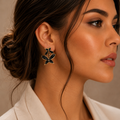 Midnight Bloom Gold Earrings