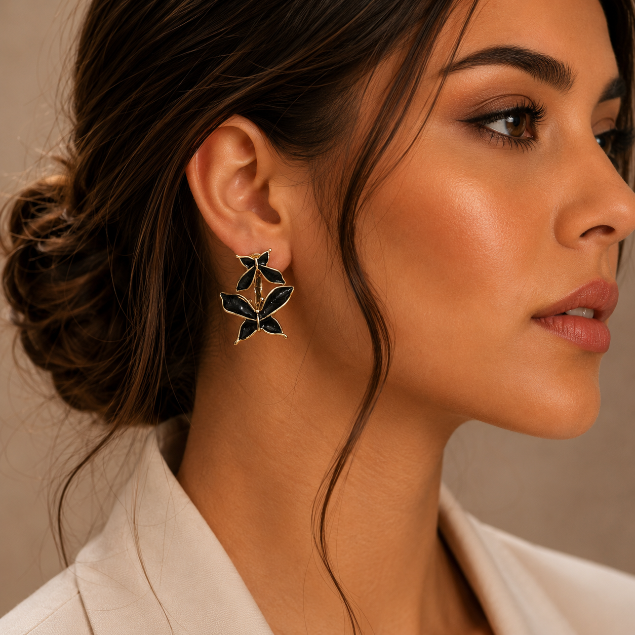 Midnight Bloom Gold Earrings