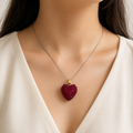 Ruby Heart Crystal Pendant Necklace