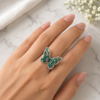 Emerald Butterfly Statement Ring