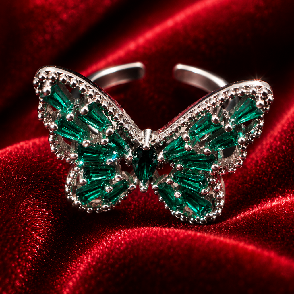 Emerald Butterfly Statement Ring