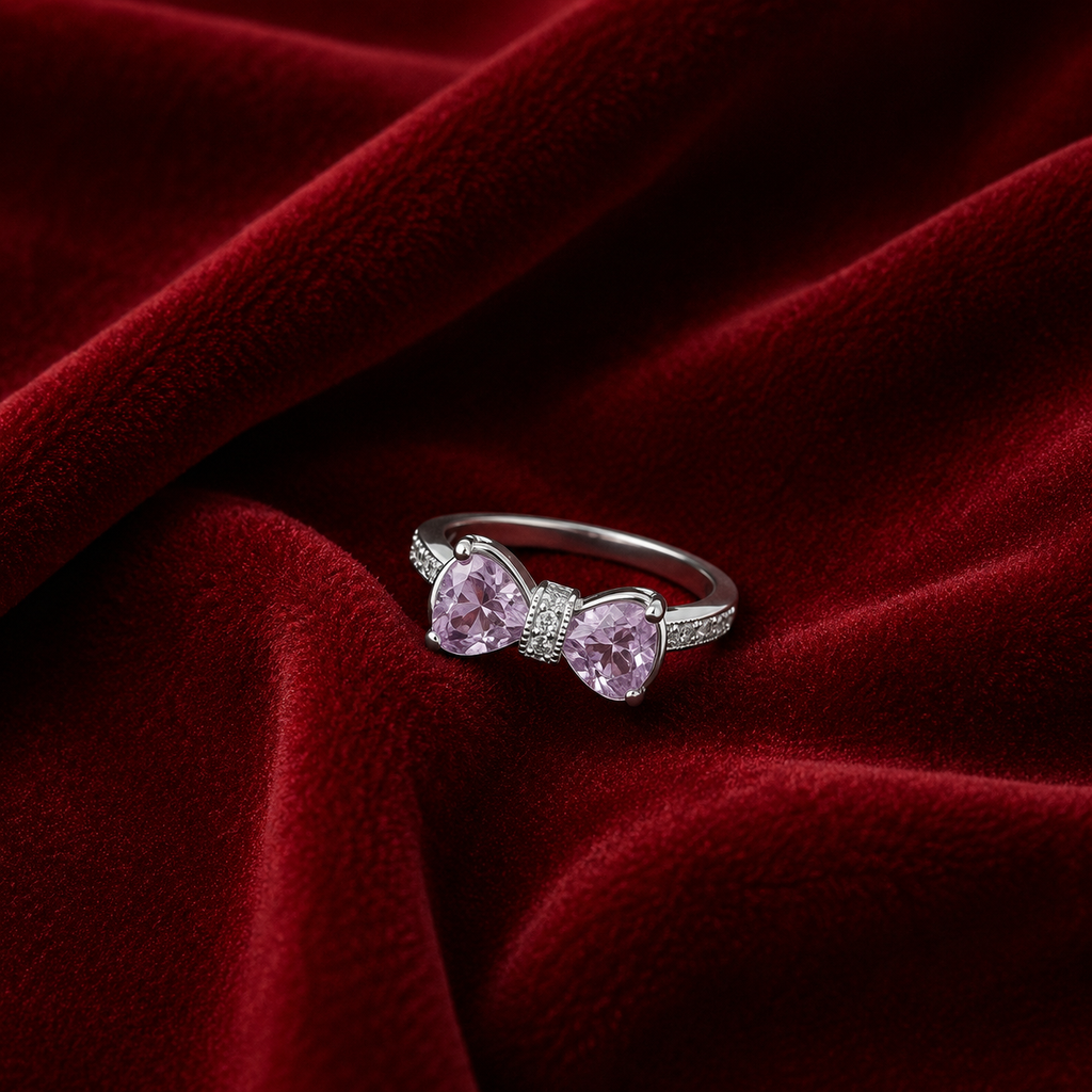 Lavender Twin Heart Adjustable Ring