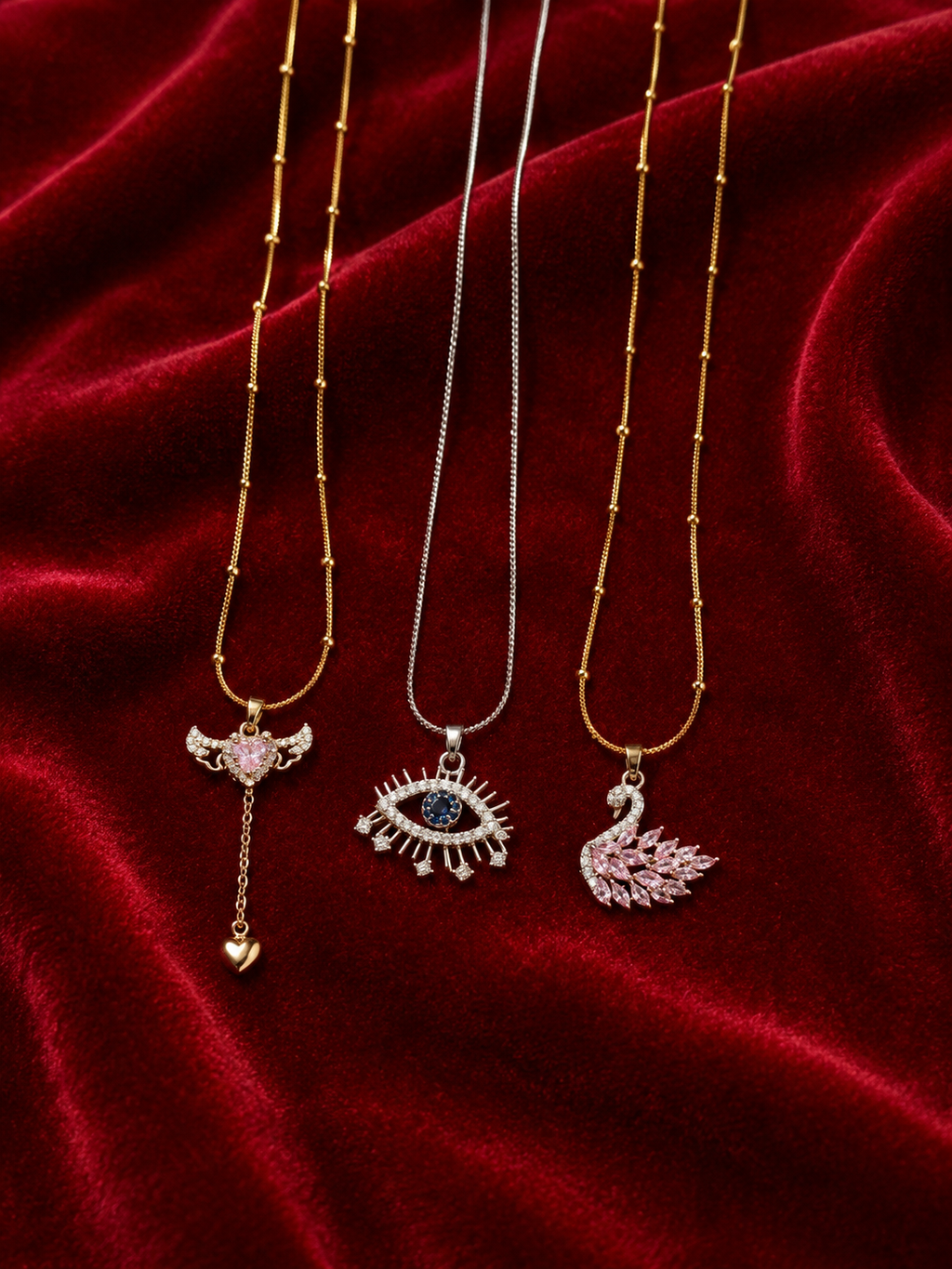 Angel Heart Drop Pendant Necklace